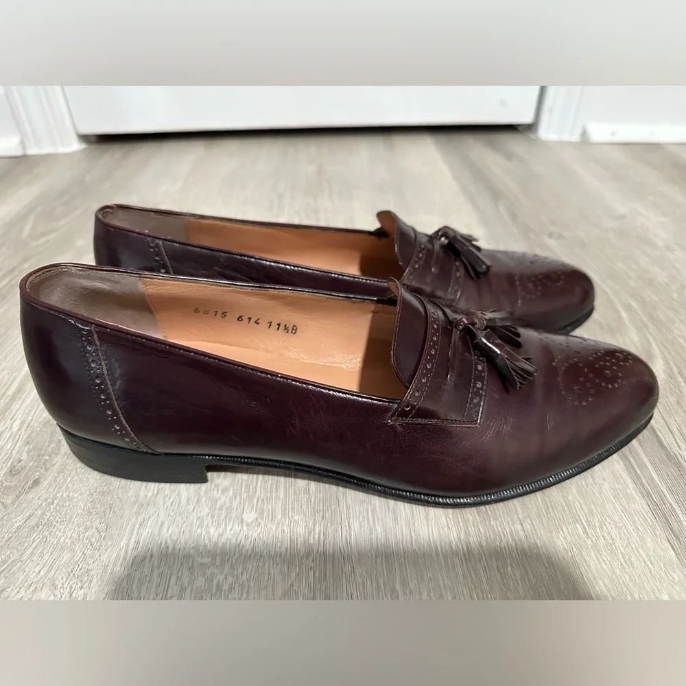 Salvatore Ferragamo Men's Tassel Loafers Dark Burgundy Leather
